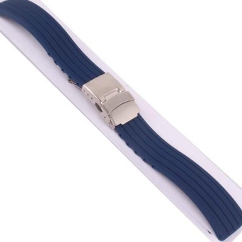 Waterproof Soft Rubber Silicone Sports Tire Grain Watchband Strap - Blue 18mm - intl  