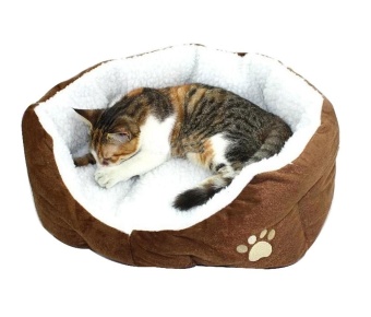 Gambar wedzwe Cute Paw Print Comfortable Pets Dog Cats Puppy Kitten Nest Pad Soft Fleece Bed (M,Coffee)   intl