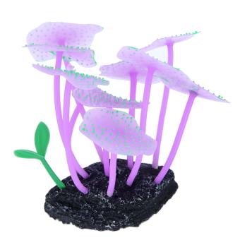 Gambar wedzwe Lifelike Aquarium Plant Artifical Coral Fish Tank DecorationOrnaments (Purple)