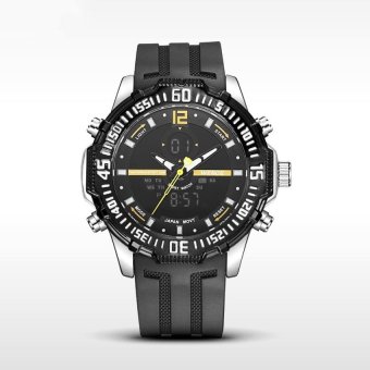 WEIDE Waterproof Silicone Watch Wristwatch Multi-Function Dial LEDDual Display Sports Electronic Watches(Yellow) - intl  