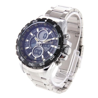 WEIDE WH1103 Digital LCD Dual Time Date Display Alarm Wristwatch 30m Waterproof Stainless Steel Strap Quartz Sport Watch For Men(Yellow) - intl  