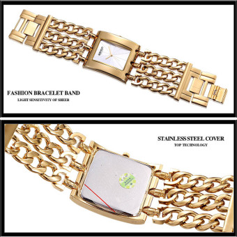 WeiQin 2781 skala sederhana Dial Square fashion perhiasan gelang wanita kuarsa dengan paduan Band (emas + emas)  