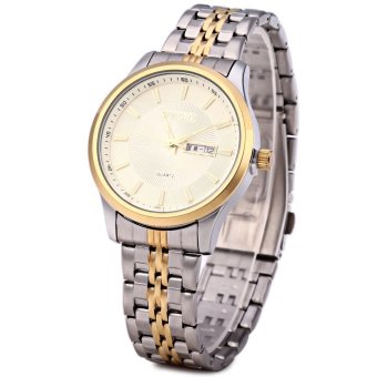 WeiQin 5076 Men Calendar Steel Luminous Analog Quartz Watch (Gold )  