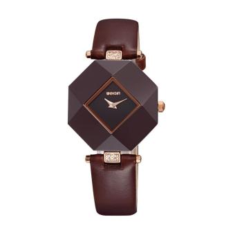 WEIQIN Leather Strap Fashion Women Rhinestone Watch Quartz Wristwatches - intl  
