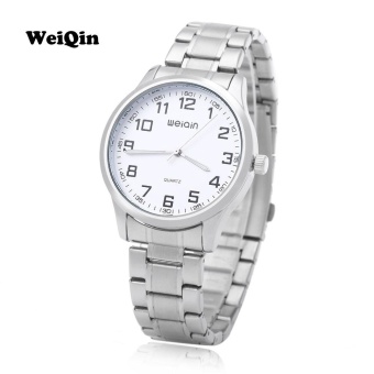 WEIQIN W00123G Men Quartz Watch Big Number Display Stainless Steel Band Wristwatch - intl  