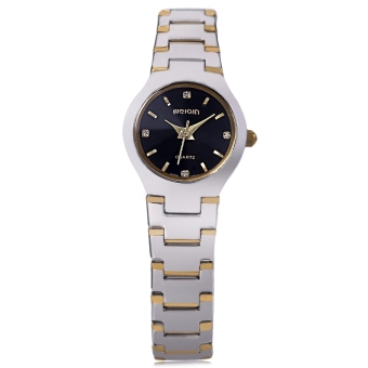 WeiQin W4164L Female Quartz Watch 3ATM Artificial Diamond Dial Hardlex Mirror Wristwatch (Black)  