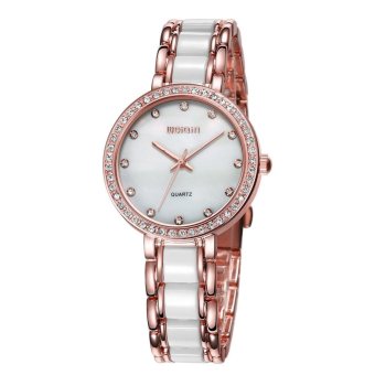 weishi WEIQIN Luxury Brand Watches Women Silver Black Shell Dial Rhinestone Wristwatches Quartz Ladies Watch s (rose gold shell)  