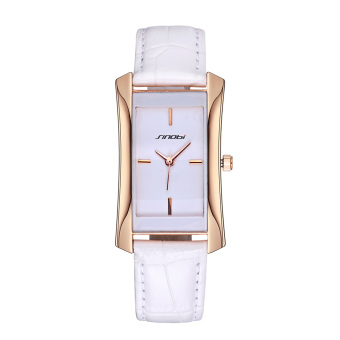 weizhe SINOBI 2016 Brand Fashion Gold Rectangle Dial Leather Strap Watches Women Quartz Lady Dress Business Casual Watch Clock Hours (white golden white) - intl  