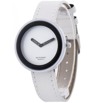 Womage Fashion Business Women Weaving Leather Alloy Quartz Watch White 025(White)  