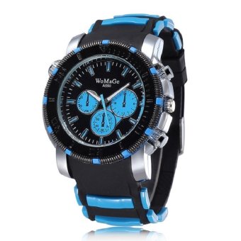 WoMaGe Woman Fashion Alloy Case Silicone Band Outdoor Running Sport Quartz Wrist Lady Watches blue  