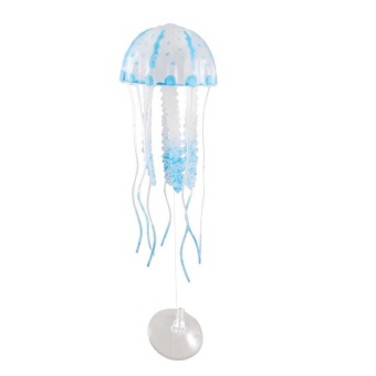 Gambar woowof Aquarium Fish Tank Ornament Lifelike Glowing EffectArtificial Rubber Jellyfish (Small, Blue)   intl