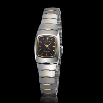 woppk Genuine high-end fashion brand gold saint Jarno Ding waterproof watch 1042 square steel lovers (1 X women Watch) (Gold)  