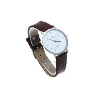 WSJ Leather Band Simple Dial Wrist Watch (Brown) - intl  