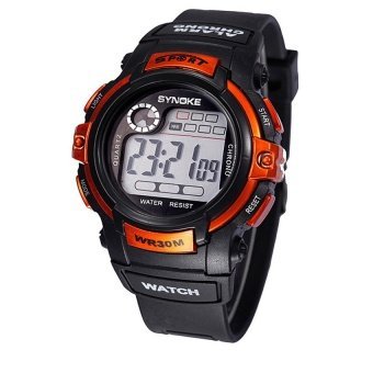 WSJ Multifunction Boy Digital LEDAlarm Date Sports Waterproof Wrist Watch Orange - intl  