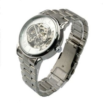 WSJ Skeleton Stainless Steel Analog Mens Automatic MechanicalWatches (White) - intl  