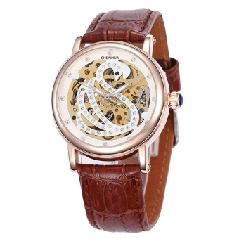 wuhup Fashion Design White Swan Watches Shenhua Top Luxury Brand Skeleton Automatic Mechanical Watches Women Bling Crystal Wrist Watch (White)  