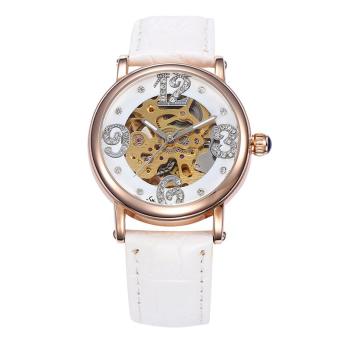 wuhup New Women Mechanial Watches Shenhua Top Brand Luxury Rose Gold Automatic Mechanical Skeleton Watches Women 30M Waterproof Reloj (White)  