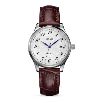 wuhup The men's fashion lovers watch business Jarno genuine leather strap watch waterproof table 3047 quartz watch (1 X women Watch) (White)  