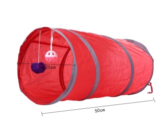 Gambar wuzeyu Collapsible Cat Tunnel Toy With Balls For Pet Play 19.7x9.8Inch, Red   intl