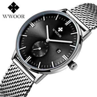 WWOOR 8808W Top Brand Luxury Men's Quartz Watch Date Luminous Analog Clock Male Waterproof Casual Sports Wrist Watch, Black - intl  