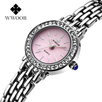 WWOOR 8810 Luxury Diamonds Women Watches Quartz Watch Ladies Stainless Steel WristWatch Diamond Dress Watch Clock, Pink - intl  