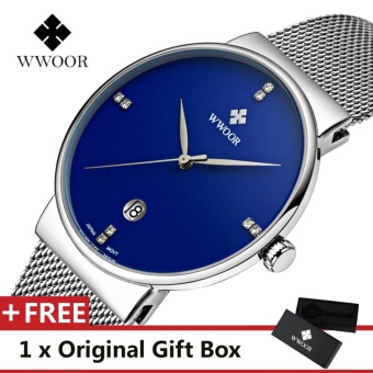 WWOOR Top Brand Luxury Men's Watch Waterproof Date Clock Male Sports Watches Men Quartz Casual Wrist Watch Blue - intl  