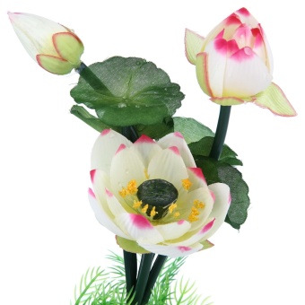Gambar xaqiwe Pure Artificial Plastic Plant Lotus Flower For Aquarium FishTank Decoration, White   intl
