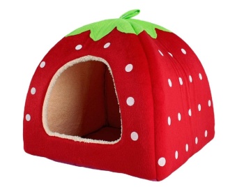 Gambar xaqiwe Red Strawberry Pet House Bed With Warm Plush Pad (L)   intl
