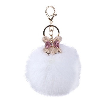 Gambar xudzhe Cute Rabbit Head Artificial Fur Ball Keychain Bag Charm ForPurse (4)   intl