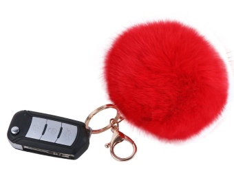 Gambar yazhang Novelty Artificial Fur Ball Charm Key Chain For Car KeyRing Or Bag Red   intl