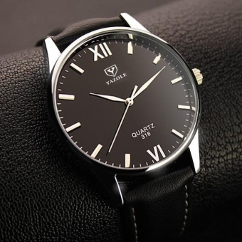 YAZOLE 318 Men's Simple Waterproof Roman Watch Business Watch Black - intl  