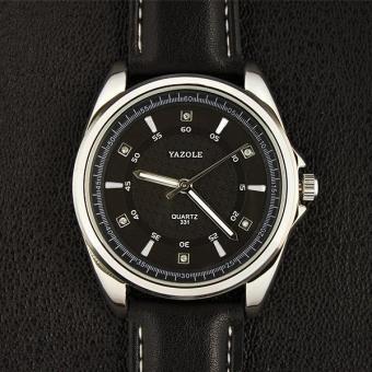 Yazole 331 Man Business Black Leather Strap Quartz Watch - intl  