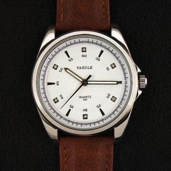 Yazole 331 Man Business Brown Leather Strap Quartz Watch - intl  
