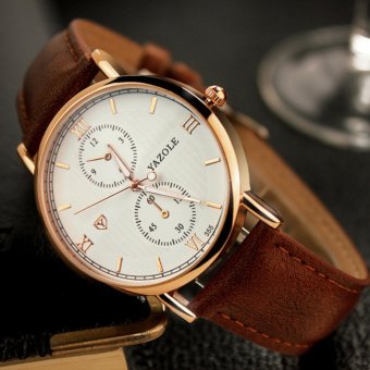 YAZOLE Luminous Men Watch Luxury Top Brand business Male Clock Quartz-WristWatch Leisure Fashion Leather quartz watch Relogios - intl  