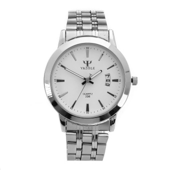 Yazole Men's Stainless Steel Band Quartz Wrist Watch (White) - intl  
