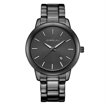 Yika Men Stainless Steel Date Quartz Analog Sport Wrist Watch (Black)  
