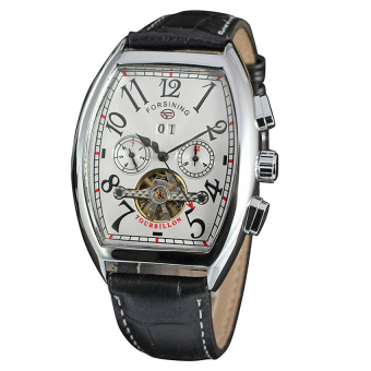 Yika Men's Automatic Mechanical Self-Winding Date Leather Wrist Watch (White+Silver) - intl  