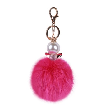 Gambar yiokmty Artificial Fox Fur Ball Inlaying Rhinestone KeyChain Keyring for Women Bags Cellphone Car (Rose)   intl