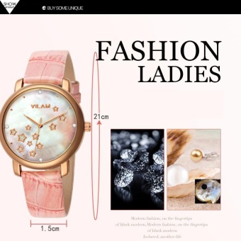 YJJZB Hongkong Wei Lin brand leather waterproof shell diamond watches female fashion ladies watch students (Pink)  