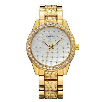 YJJZB Kingsky brand wholesale lady quartz watch gold plated alloy watch fashion fashion watch explosion (Gold)  