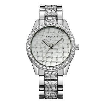 YJJZB Kingsky brand wholesale lady quartz watch gold plated alloy watch fashion fashion watch explosion (Silver)  
