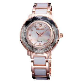 YJJZB Luxury Brand Bling Crystal Women Bracelet Watch Black White Ceramic Quartz Clock Ladies Rhinestone Watches Gift Wristwatch (Gold)  