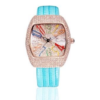 YJJZB sousou Swiss female models fashion brand quartz alloy popular new high-end diamond watches manufacturers, accusing (blue)  