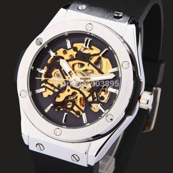 YJJZB watches men luxury brand sports military skeletonwristwatches automatic wind mechanical watch rubber strap relogiomasculino - intl  