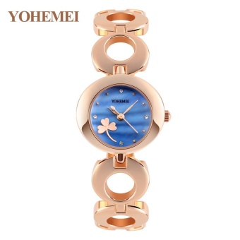 YOHEMEI 0161 Fashion Women Alloy Strap Bracelet Watch Ladies Casual Waterproof Quartz Watch - Blue - intl  