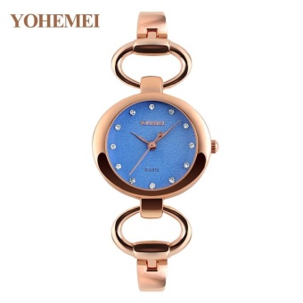 YOHEMEI 0166 Fashion Women Alloy Strap Bracelet Watch Ladies Casual Waterproof Quartz Watch - Blue - intl  