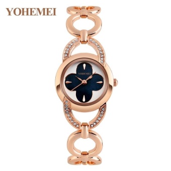YOHEMEI 0170 Fashion Women Waterproof Quartz Watch Alloy Strap Casual Ladies Woman Clock Bracelet Watch - Black - intl  
