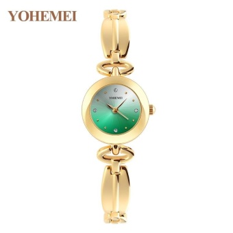 YOHEMEI 0181 New Fashion Luxury Quartz Watch Women's Casual Colorful Dial Gold Watch Alloy Strap Ultra Thin Ladies Clock Wristwatches - Green - intl  