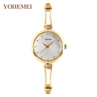 YOHEMEI 0185 Ladies New Fashion Quartz Watch Bracelet Women's Alloy Strap Gold Watch Casual Wristwatches - White - intl  
