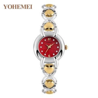 YOHEMEI 0190 Women New Fashion Quartz Bracelet Watch Round Dial Watch Ladies Casual Bracelet Wristwatch - Red - intl  